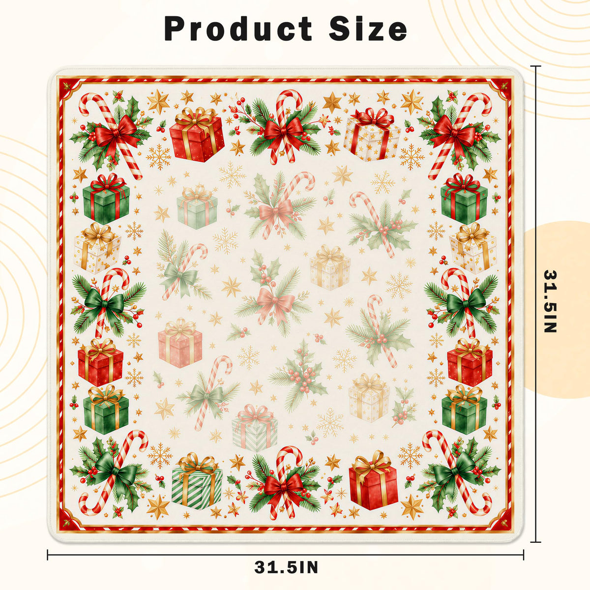 Red and Green Christmas Mahjong Table Mat 31.5" x 31.5" (Christmas)
