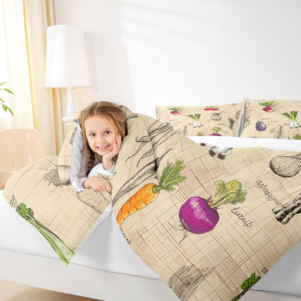 Vegetable Pillowcase Full Size 3 Pieces for Boys Girls Kids Teens (Multi 06 / Full)
