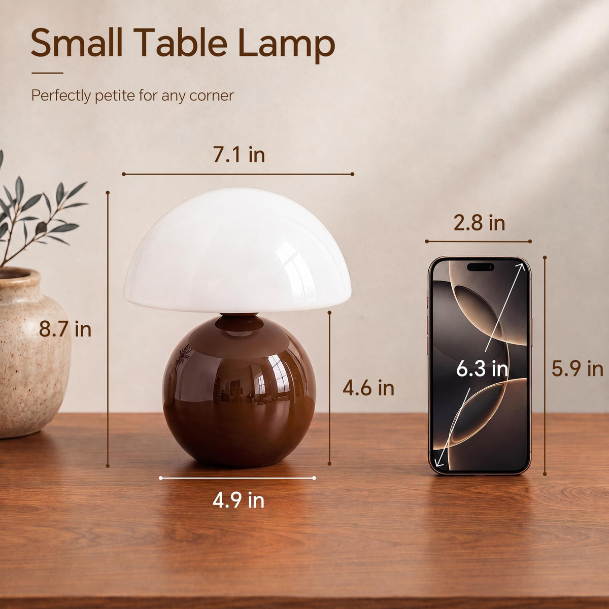 Mushroom Lamp Table Lamp for Bedroom (Coffee)