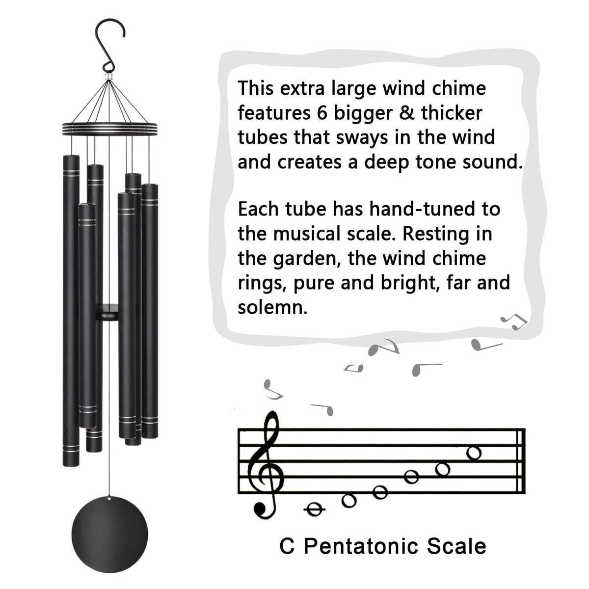 Extra Large Wind Chimes for Outside Deep Tone (50" Large)
