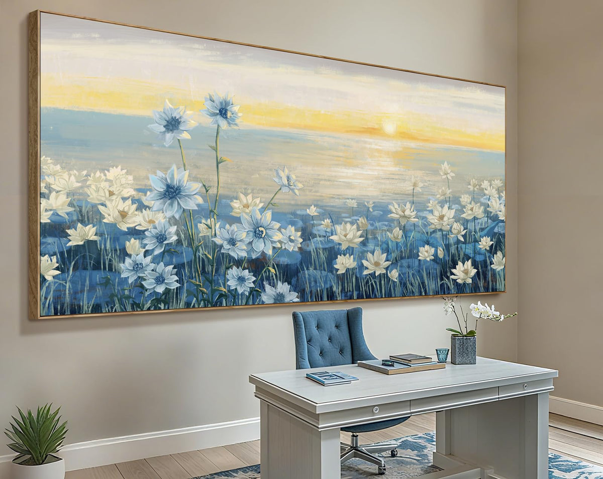Extra Large Framed Canvas Wall Art 86"x39" (Sunrise Wall Art / 86"L x 39"W)