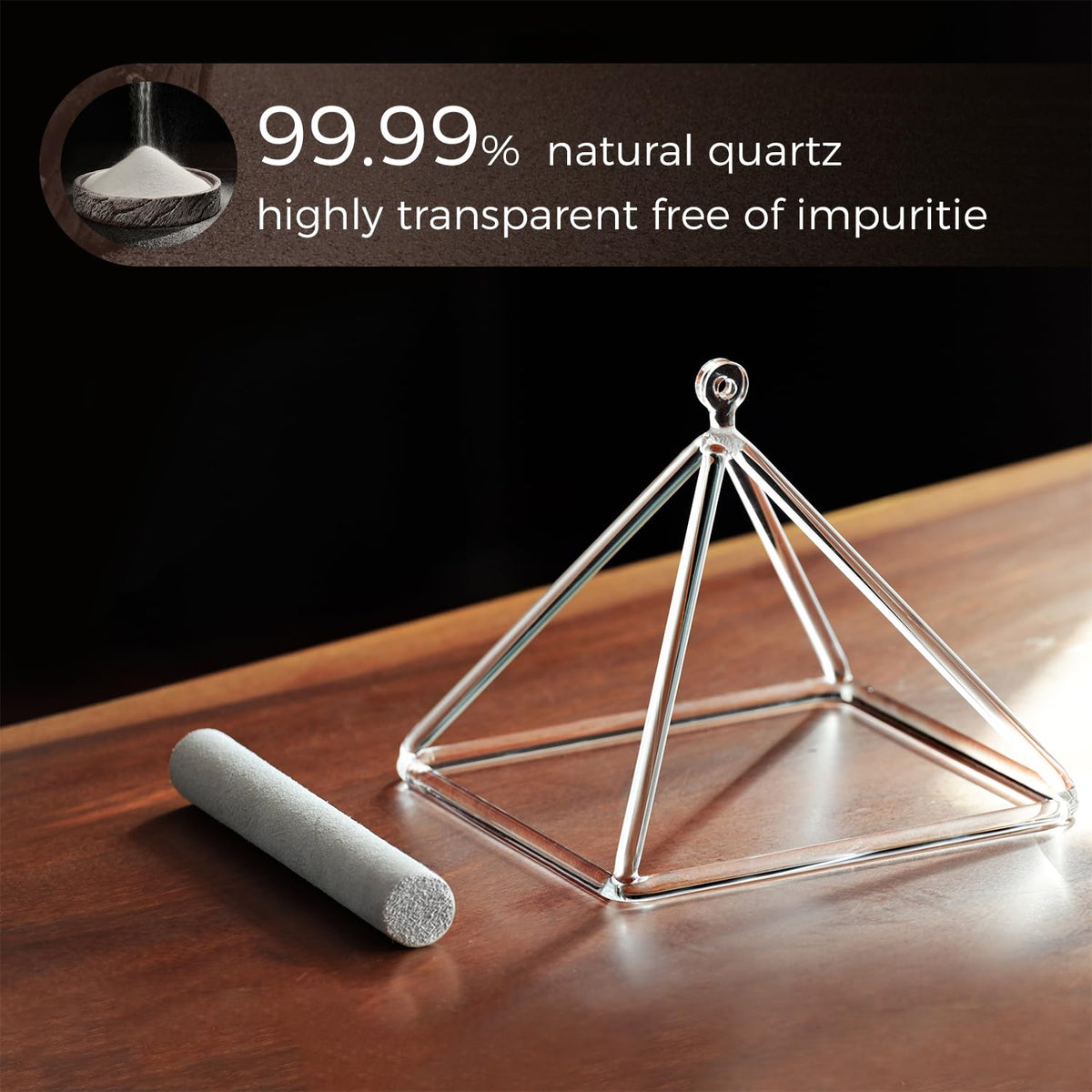 8 Inch Clear Crystal Singing Bowl Quartz Singing Sound Pyramid (8 inch)