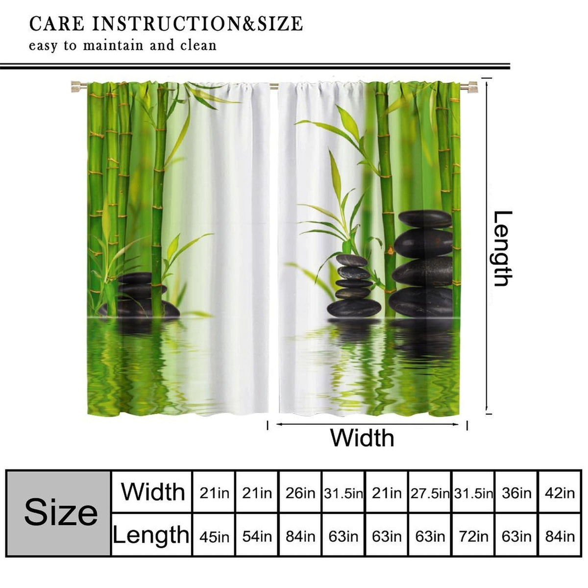 Japanese Bamboo Blackout Curtains (26"W x 96"L (Pack of 2) / Zen-13)