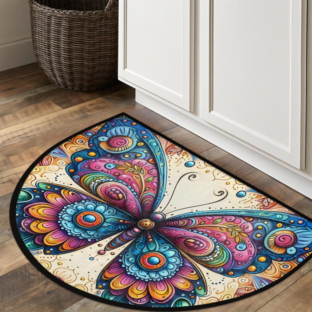 Butterfly Half Round Rug Half Moon Door Mat Half Circle Rugs (B:d-color 10)