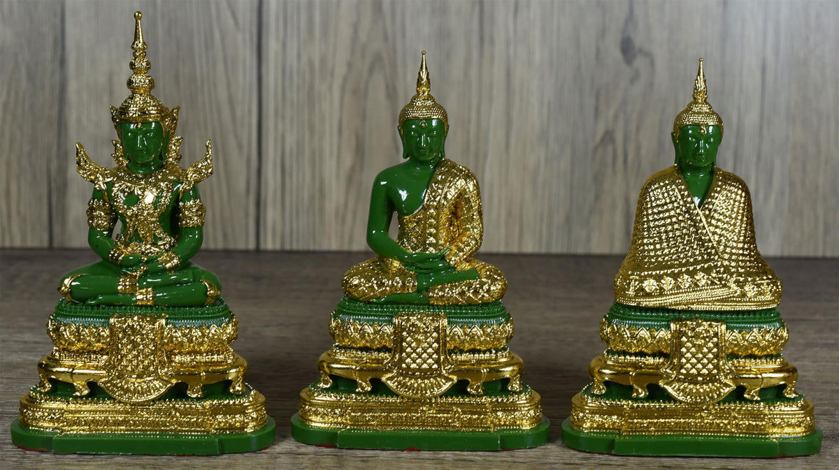 Emerald Buddha Statue Realistic Designed Knee to Knee 2" H. 6" H Jade Buddha Thai Buddha Statue for Home Decor Buddha Gift Buddha Sculpture Buddha Figurines (Tri season)
