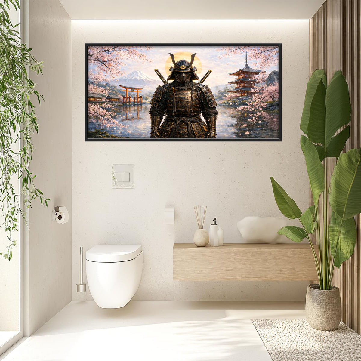 Large Framed Japanese Samurai Wall Art Decor Canvas Print 60" L x 30" W (Samurai / 60"L x 30"W)