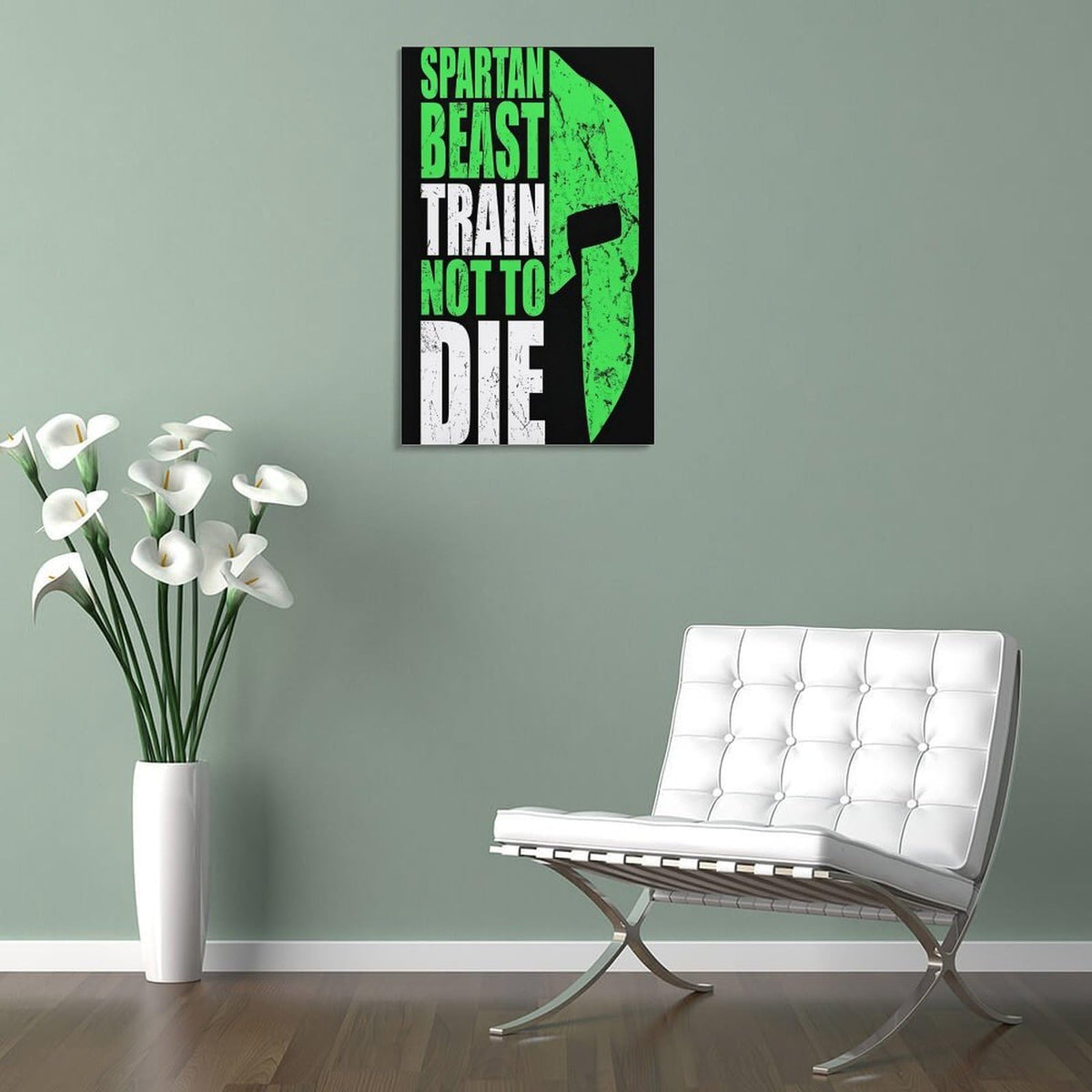 Spartan Beast Train Not To Die Canvas Printing Wall Art Prints Wall Decor Posters Motivational Warrior Typography Black Green Gym Office Bedroom Living Room Fitness Decor 16x24inch (style-26 / 16x24inch(40x60cm) Frame)
