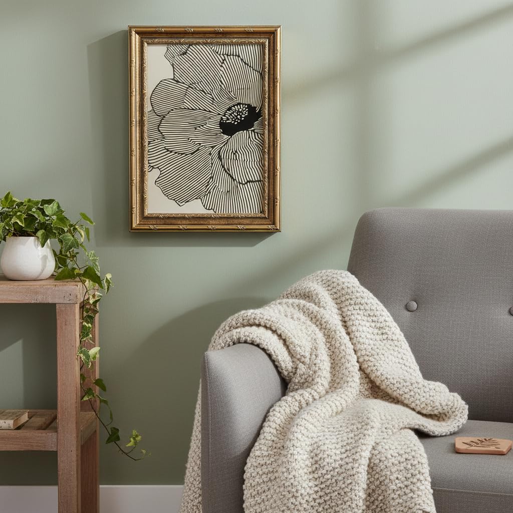 Vintage Gold Framed Wall Art (Linear Floral / 24"L x 16"W)