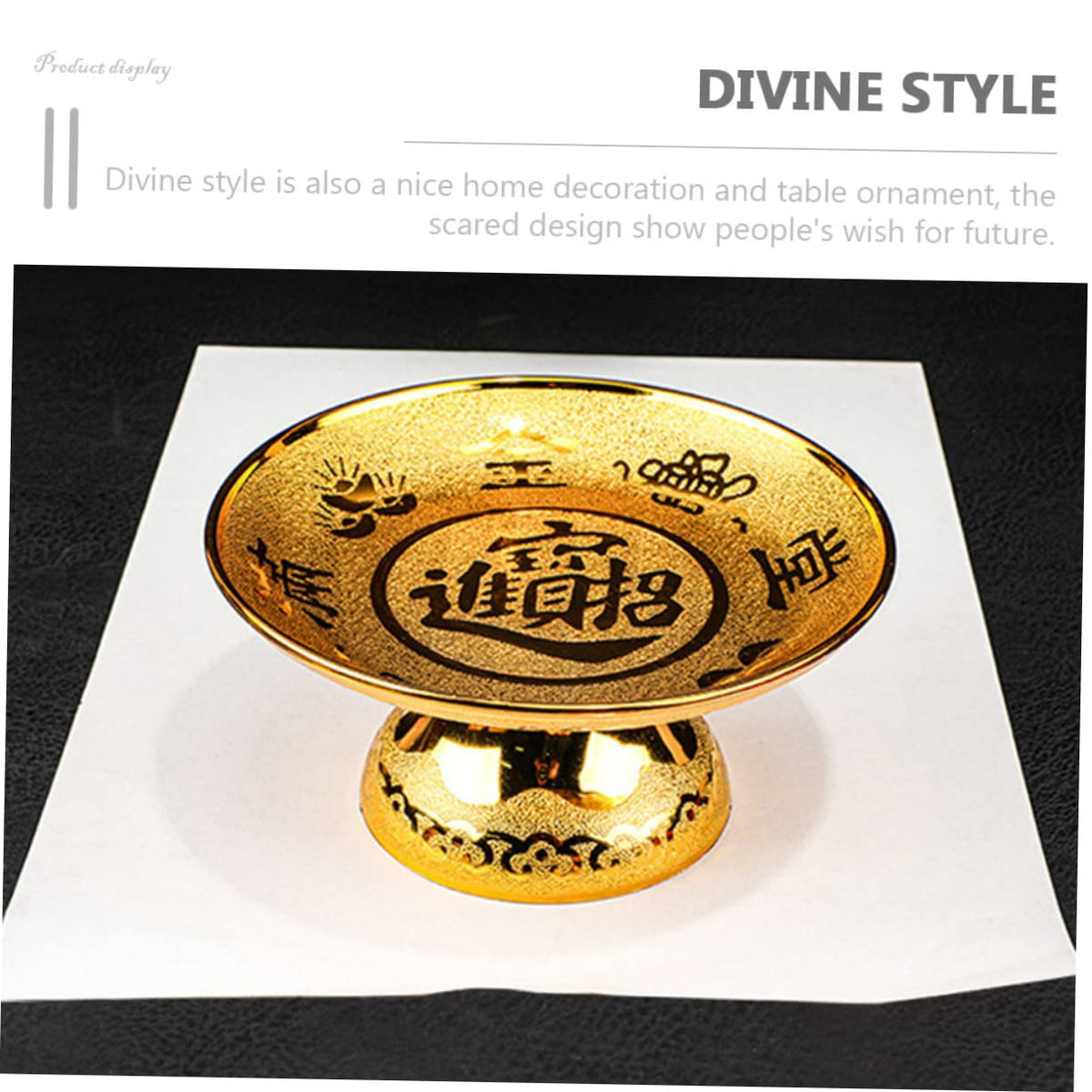 Utensil Tray 2pcs Buddhist Plate Offering Bowls Footed Fruit Tray Dessert Snack Container Tinplate Bowl Blessing Bowl for Rituals Incense Smudging Decoration Golden 7inch Cutlery (17.5x17.5CM)