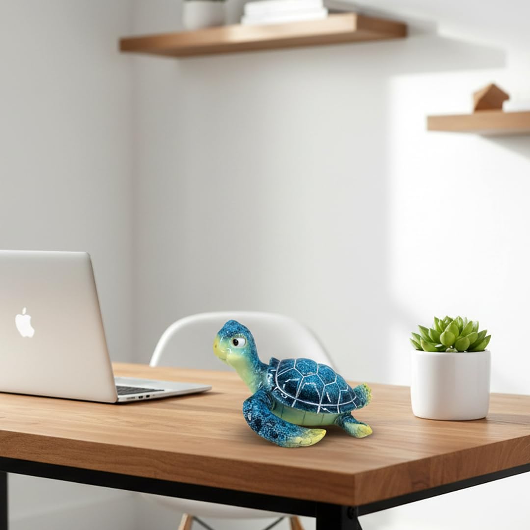 6 Inch Blue Sea Turtle Statue (Blue1)