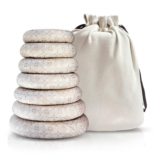 7 Pcs Silk Singing Bowl Cushion Set (Silver)