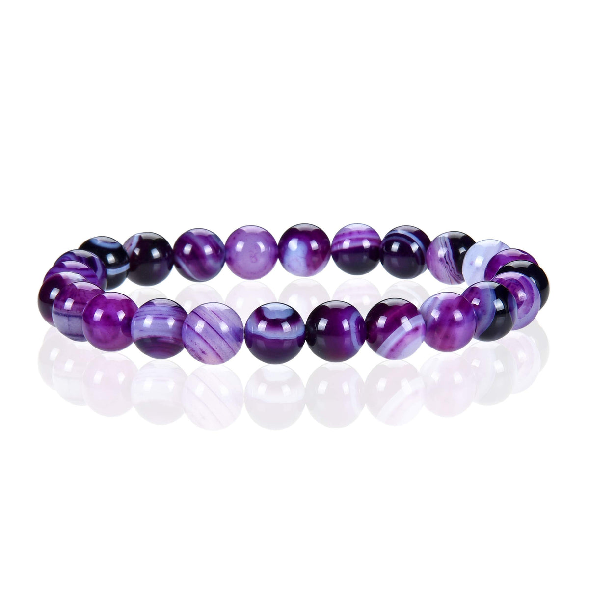 Lace Agate Purple Bracelet 8mm Beaded Bracelet (Lace Agate Purple / Small)