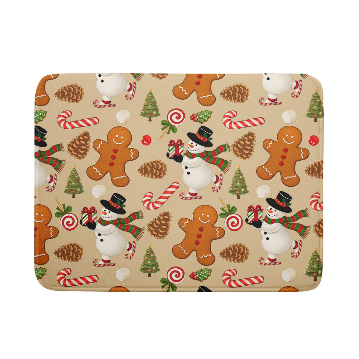 Xmas Gingerbread Man Candy Cane Dish Drying Mat for Kitchen Counter (Gingerbread Man / 18" x 24")