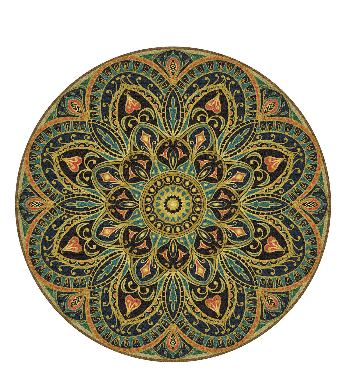 Large Round Yoga Mat 4.6’ x 3.5mm for Exercise Premium Extra Thick (green blossom)