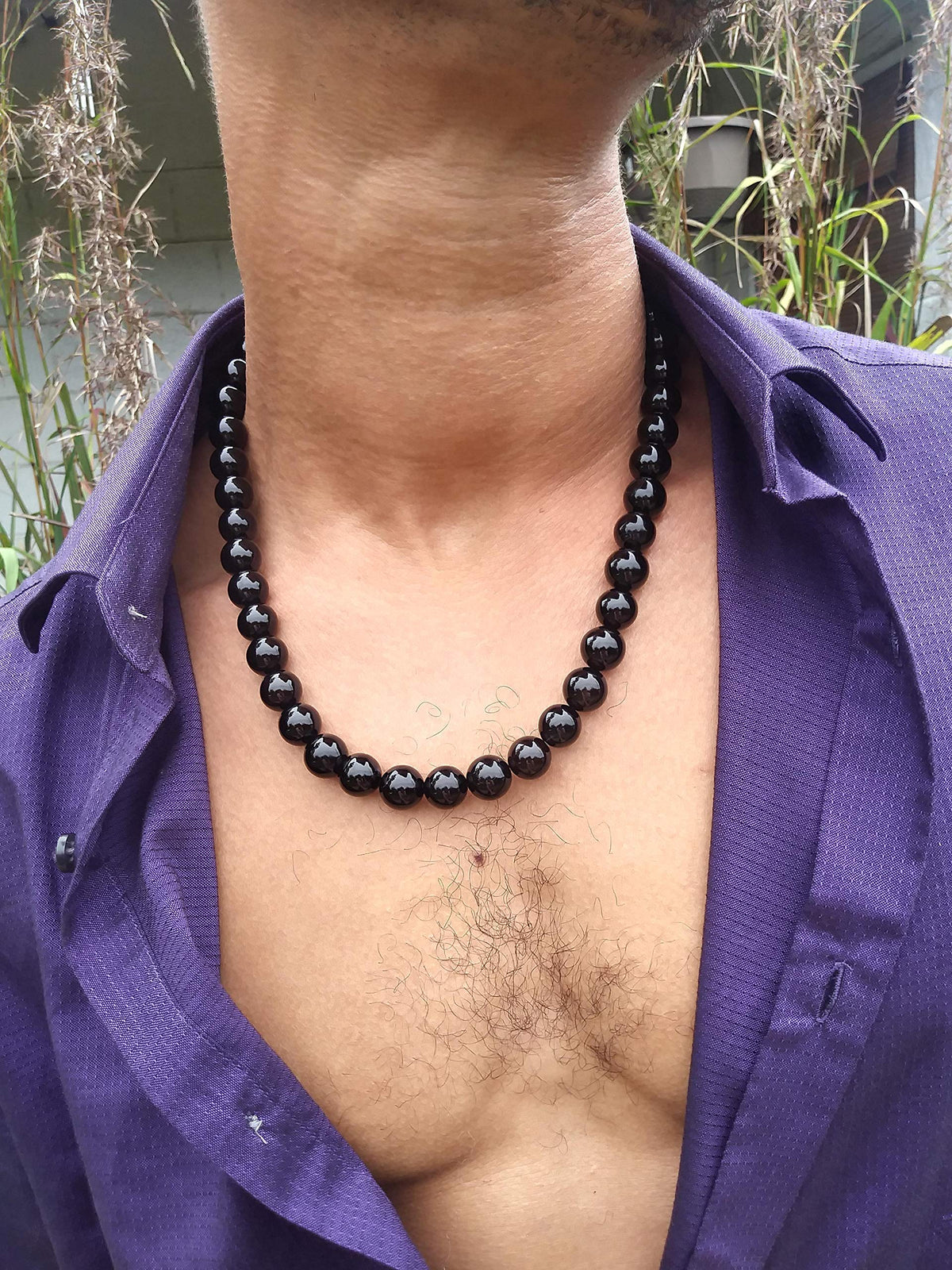 Handmade Black Onyx Crystal Mens Necklace