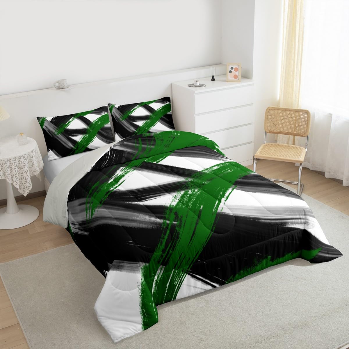 Black Green Comforter Set Queen Size Bedding Set (Multi 45686 / Queen)