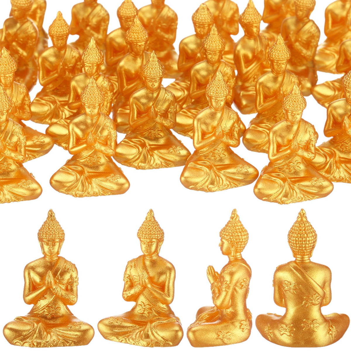 30 Pcs Mini Gold Buddha Figurines Bulk (Shakyamuni)
