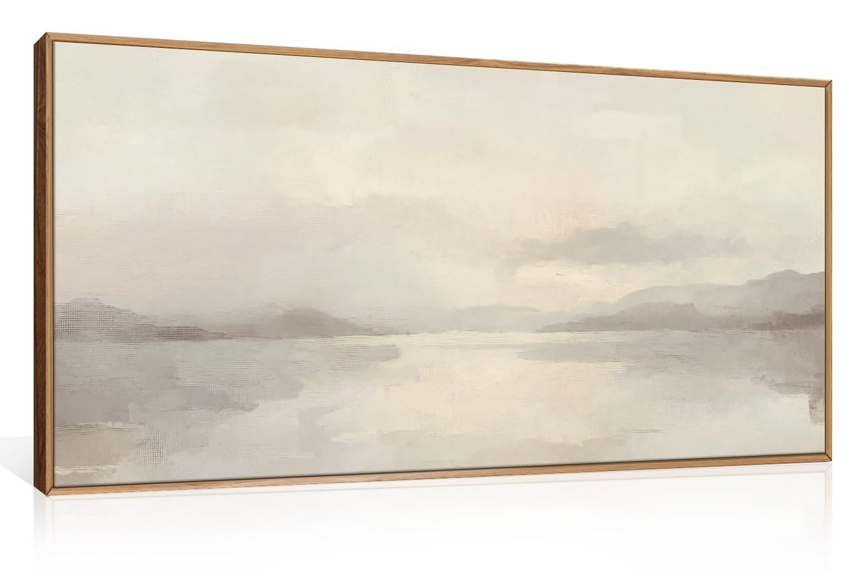 Large Abstract Neutral Beige Pastel Framed Canvas Wall Art (Abstract Neutral Beige Pastel Wall Art / 40"L x 20"W)