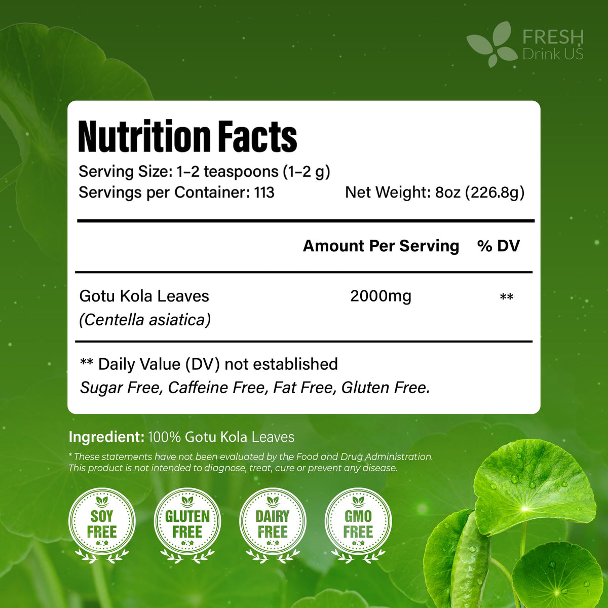 Premium Gotu Kola Leaves Tea (1 Count)
