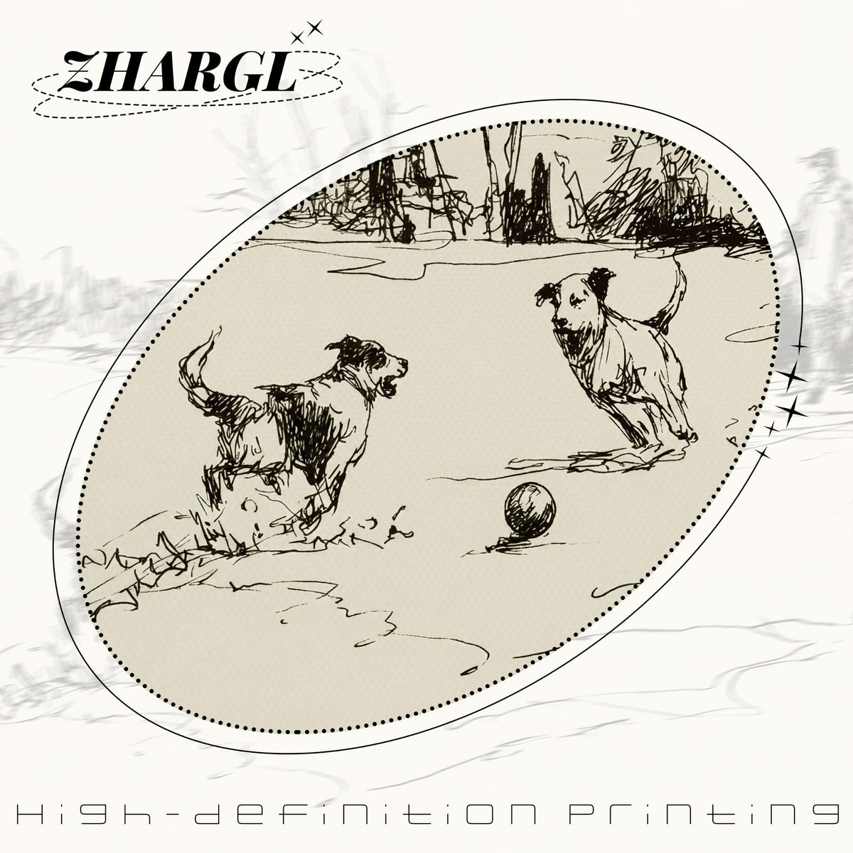 Vintage Dog Wall Art (Sketch Dog / 24"L x 16"W)