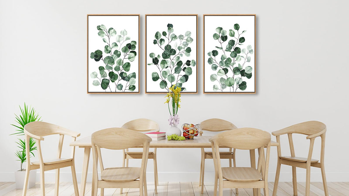 Sage Green Eucalyptus Leaf Framed Wall Art (Green Eucalyptus Leaf / 36"L x 24"W)