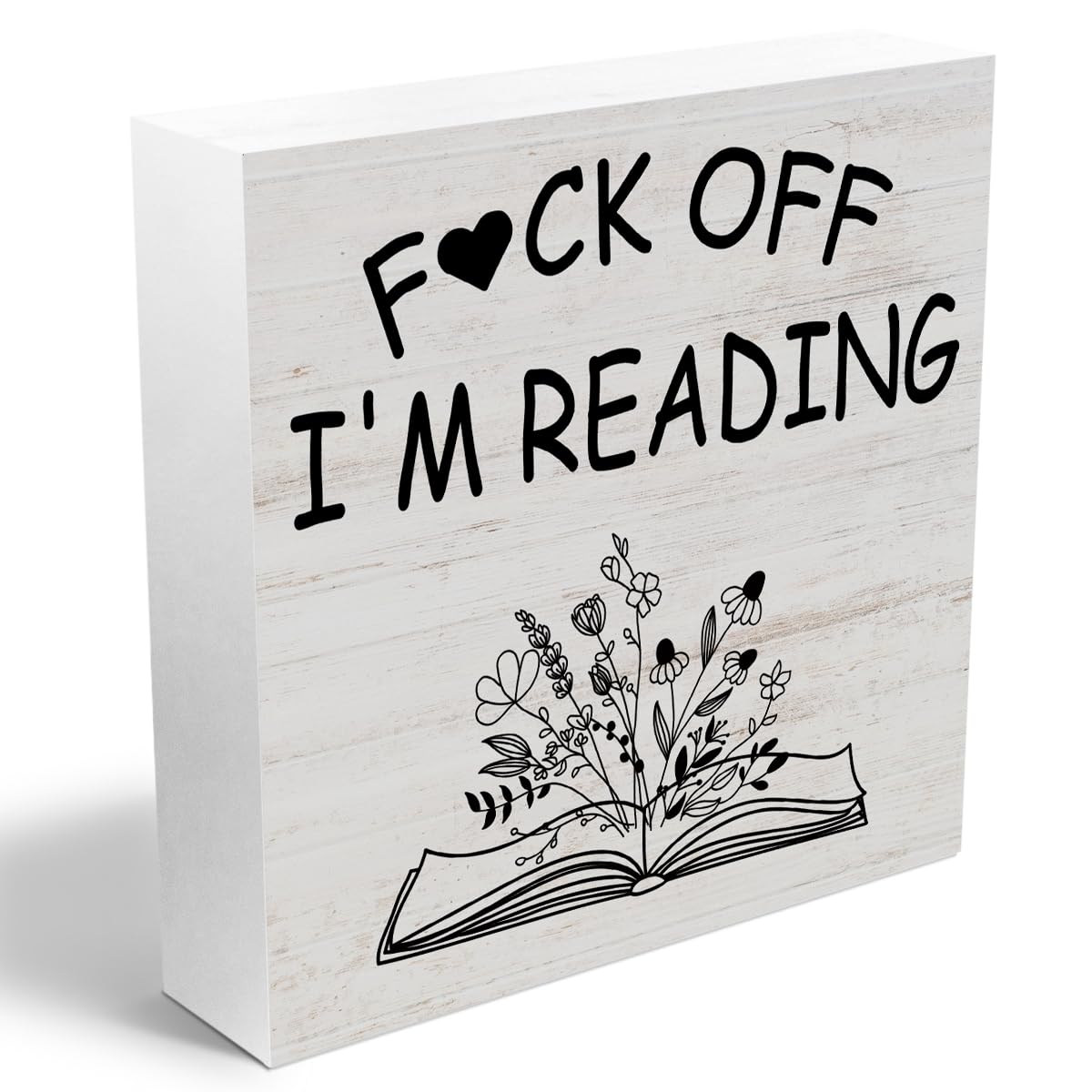 Book Lover Desk Decor Wood Box Sign (Reading)