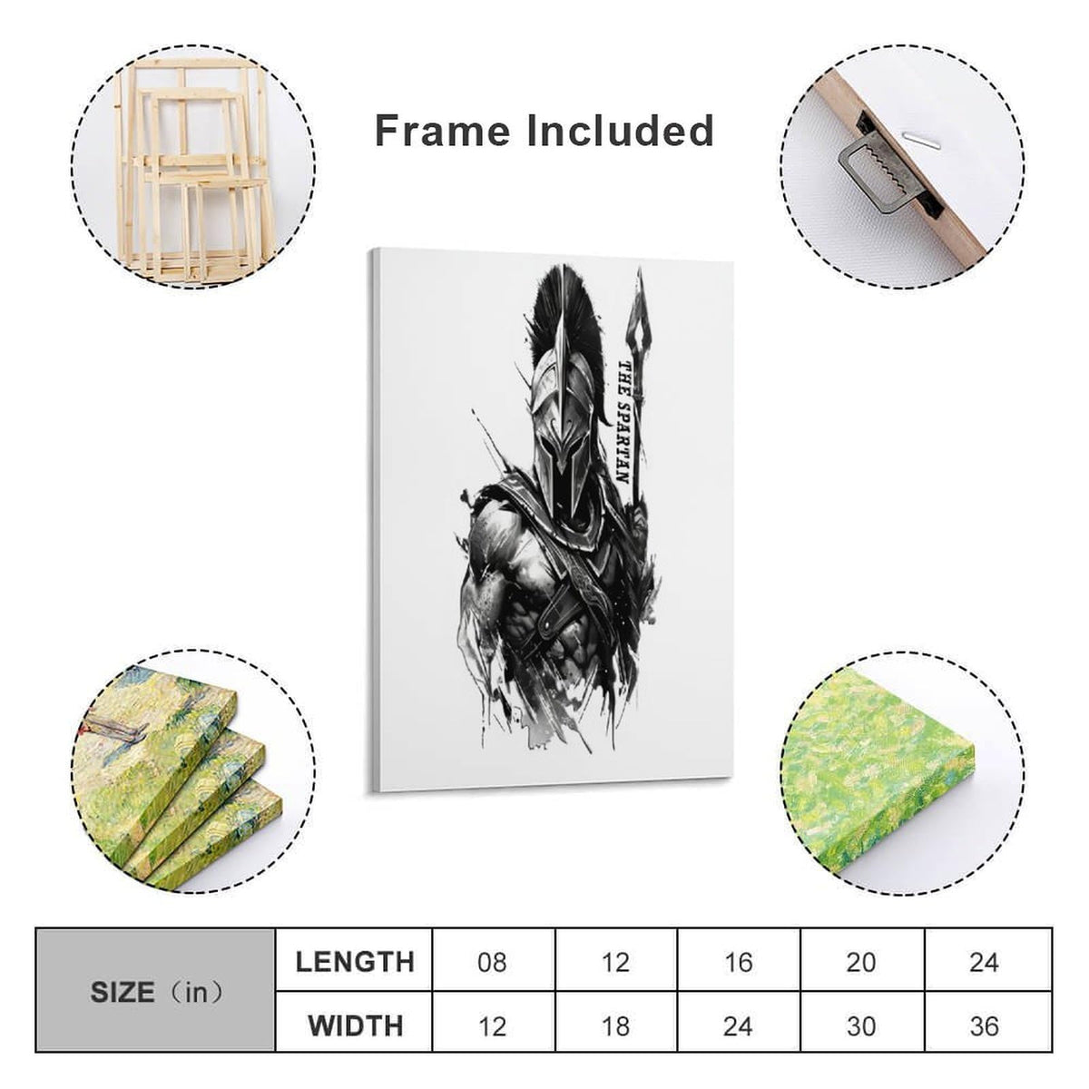 Spartan Warrior Illustration Fitness Gym Canvas Printing Wall Art Prints Wall Decor Posters Black White Gladiator Helmet Nordic Bohemian Living Room Bedroom Office Motivation Decor 16x24inch (style-16 / 16x24inch(40x60cm) Frame)