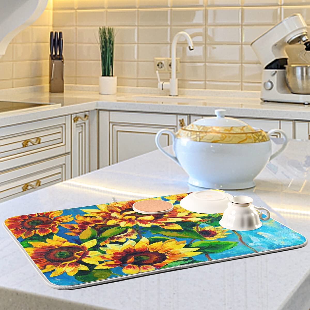 Super Absorbent Dish Drying Mat (Sunflower / 16" x 18")