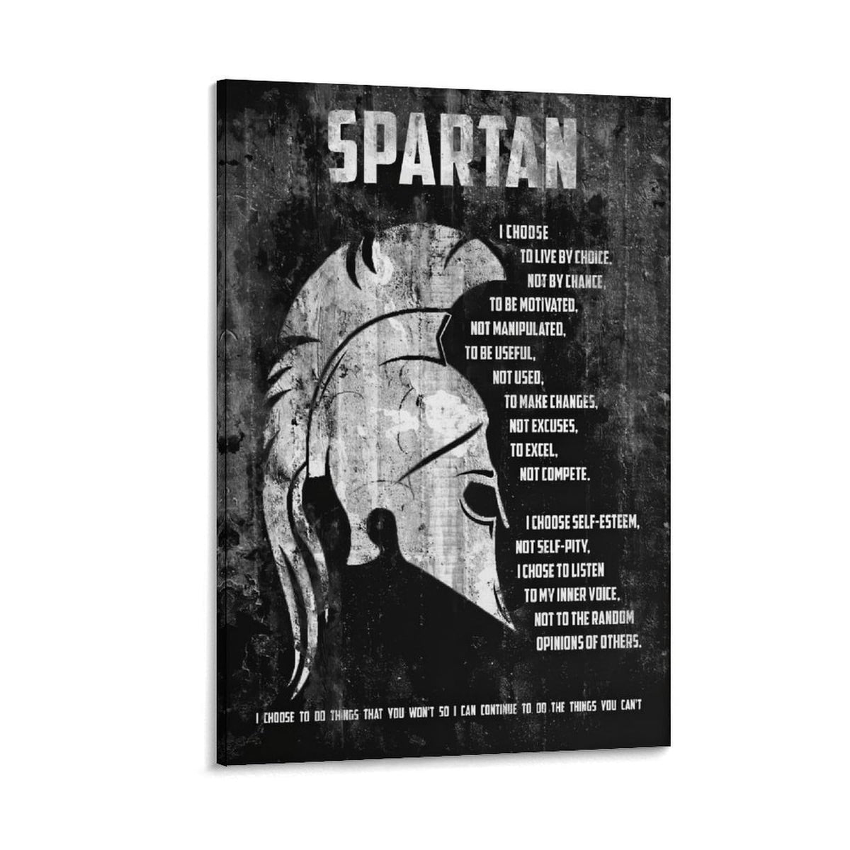 Spartan Motivational Quote Canvas Printing Wall Art Prints Wall Decor Posters Black White Distressed Helmet Philosophy Nordic Living Room Bedroom Office Gym Decor 20x30inch (style-20 / 20x30inch(50x75cm) Frame)