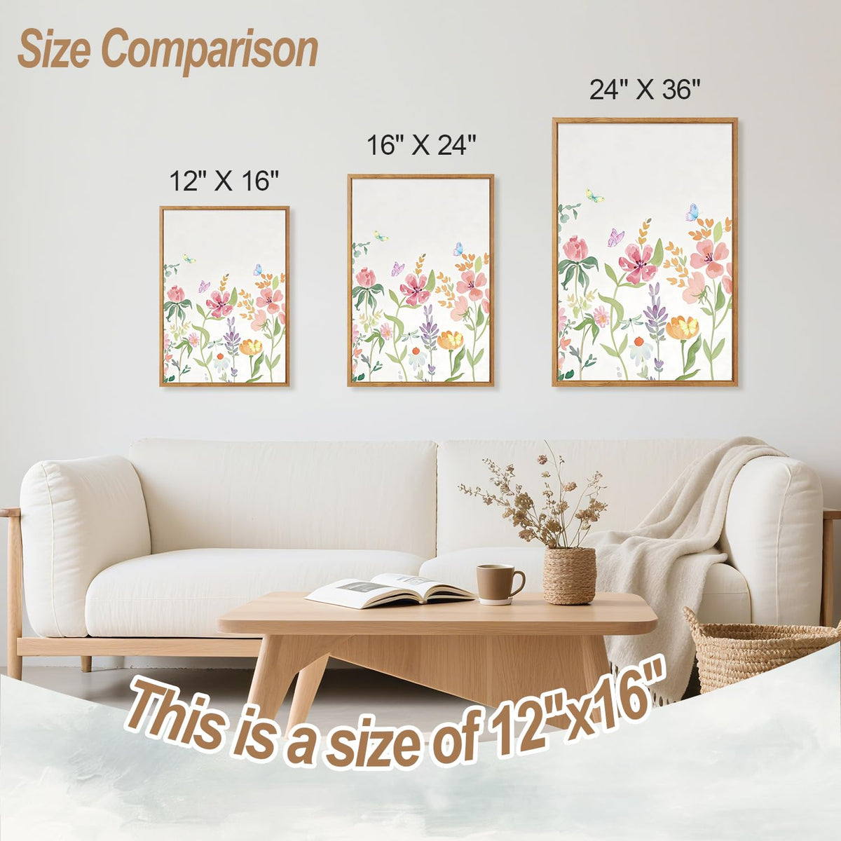 Wildflower Framed Canvas Wall Art Set Of 3 (Floral wall art 4)