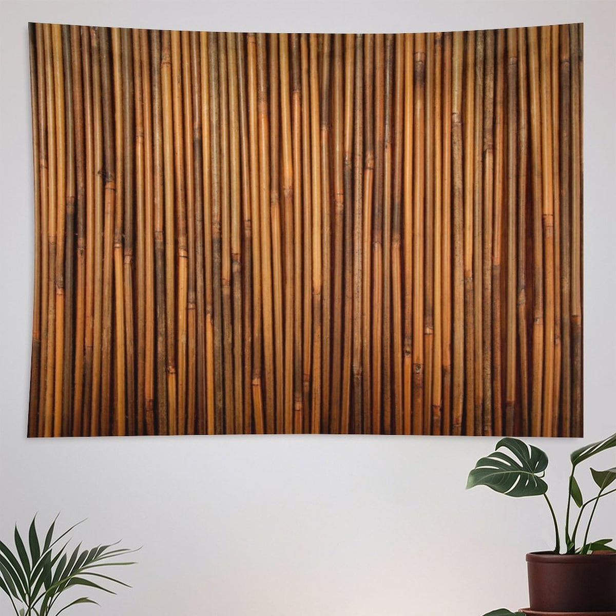 Bamboo Print Tapestry Wall Hanging Brown Bamboo Stems and Leaves Oriental Nature Wood Theme Tapestries Home Decor for Living Room Bedroom Apartment Farmhouse Dorm 40"x60" (40"L x 60"W / Bamboo-5)