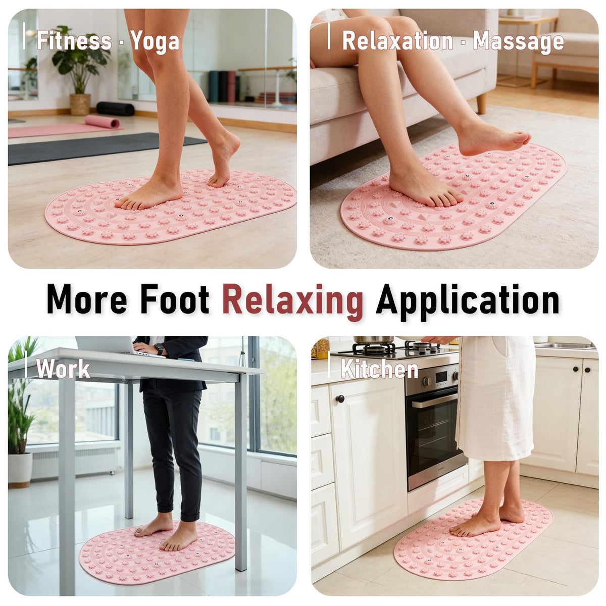 Foot Massage Mat Acupressure Board Large 30*17.7 In (30x17.7" Pink)