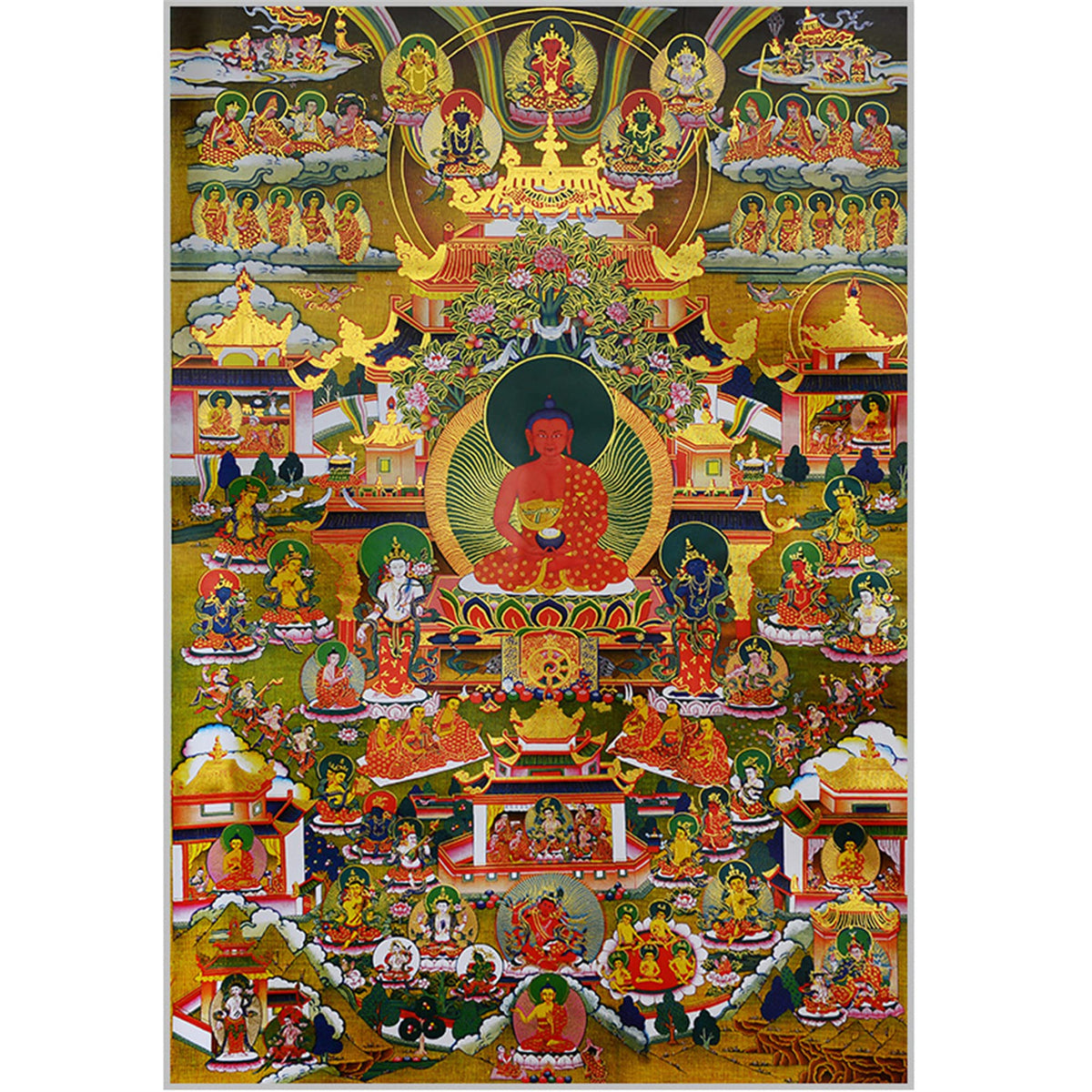 Amitabha Pure Land Thangka (Amitabha Pure Land / 33.5"L x 24.8"W)