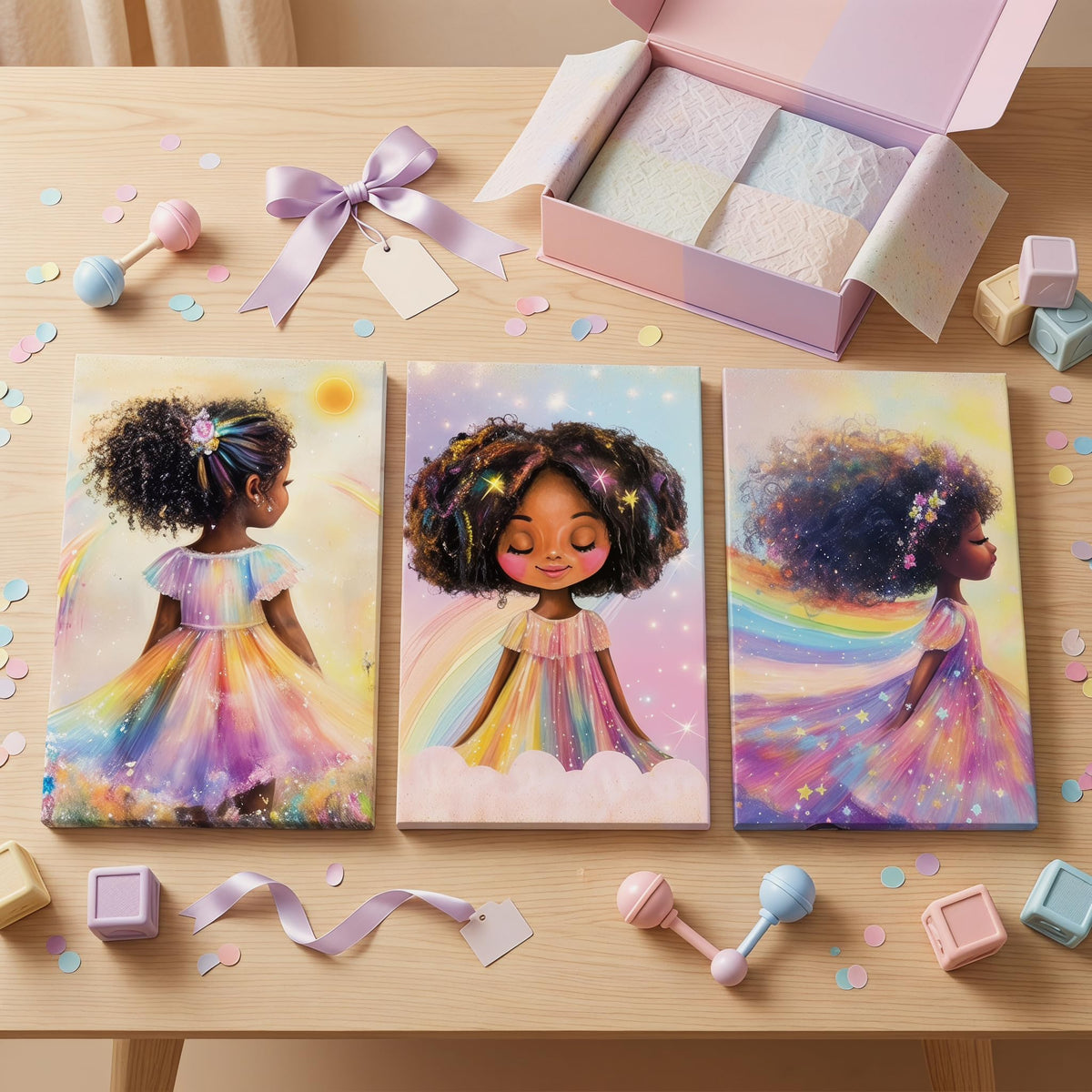 Black Girl Princess Wall Art (Little black girl / Framed16X 24Inches)