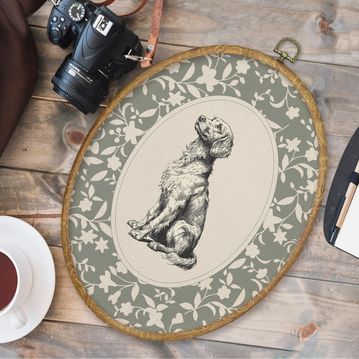 Vintage Golden Retriever Oval Wall Art Prints Decor 8.6x11.4 (Colour 61)