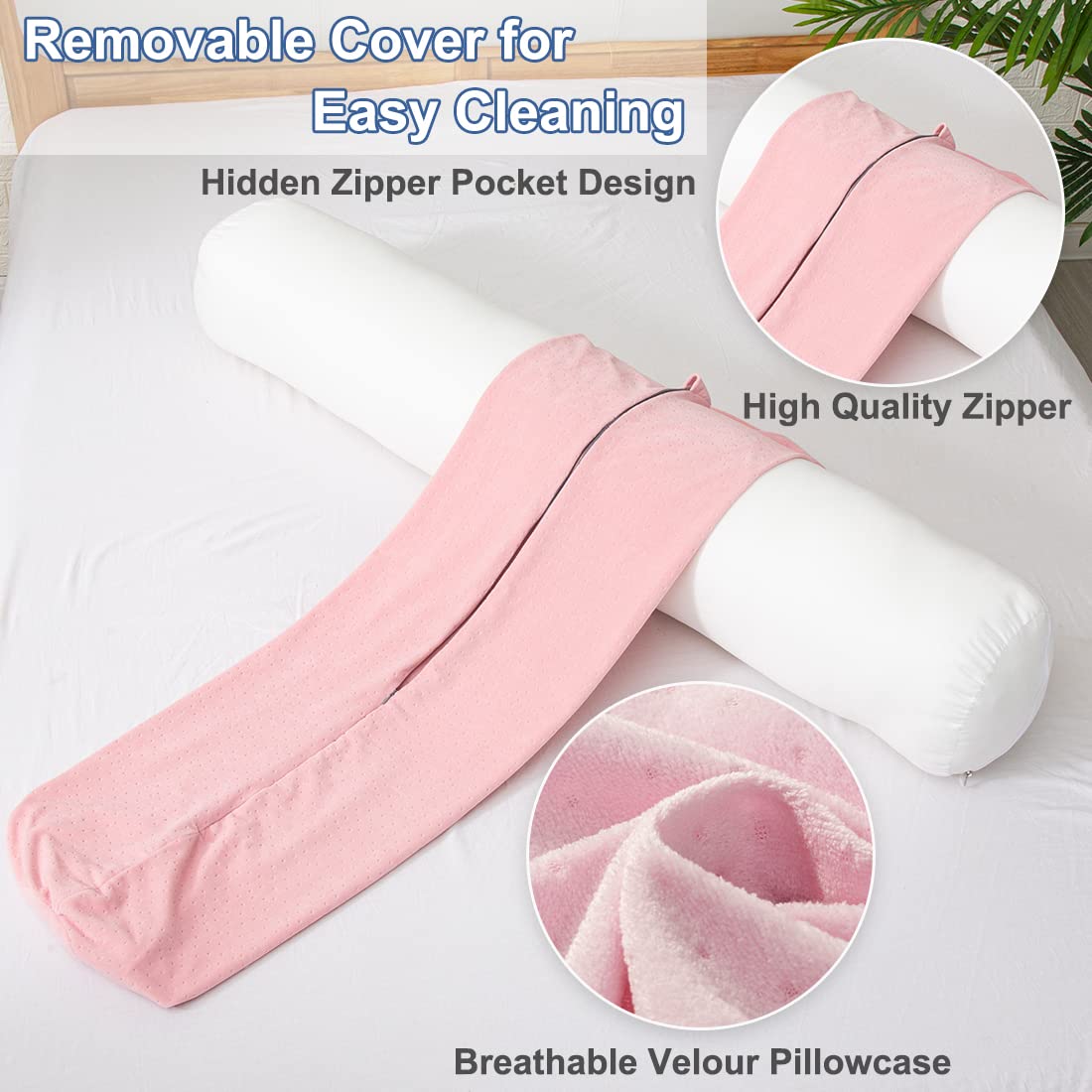 Body Pillow for Adults (Pink / 47 inch)
