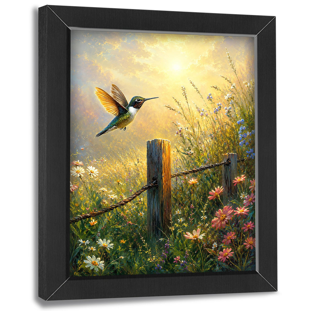 Rustic Hummingbird Decor Wall Art (Wall Art Framed 25 / 24"L x 16"W)