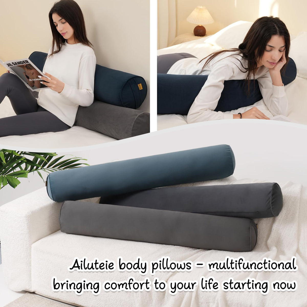 Body Pillow for Adults (Teal Blue / 39.37"*7.87")