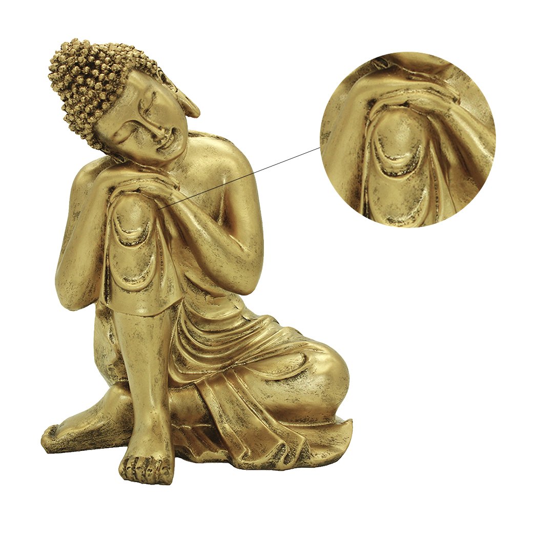 BRABUD Resin Napping Indian Buddha Statue Gold Decor 10.63in (A)
