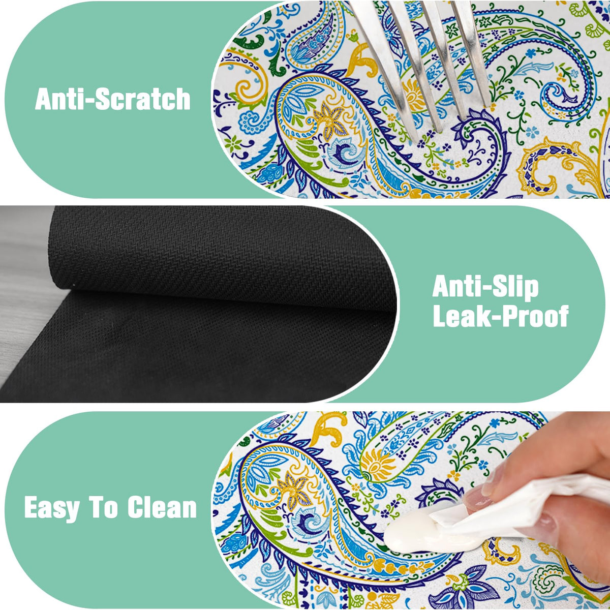 Kitchen Sink Splash Guard Faucet Mat 24" X 5.5" Paisley Absorbent Fast Drying Mat Faucet Draining Mat Sink Splash Guard Behind Faucet Drip Catcher for Kitchen Bathroom (24*5.5in / paisley02)