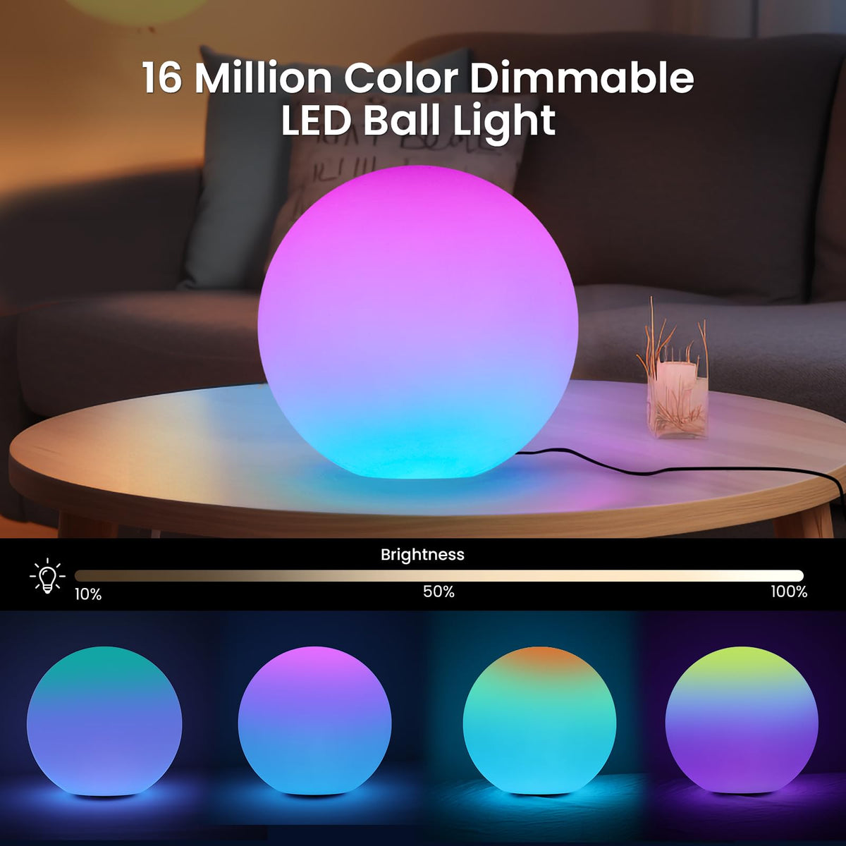 12 inch Smart LED Ball Lamp with APP & Music Sync (Corded 12-inch)