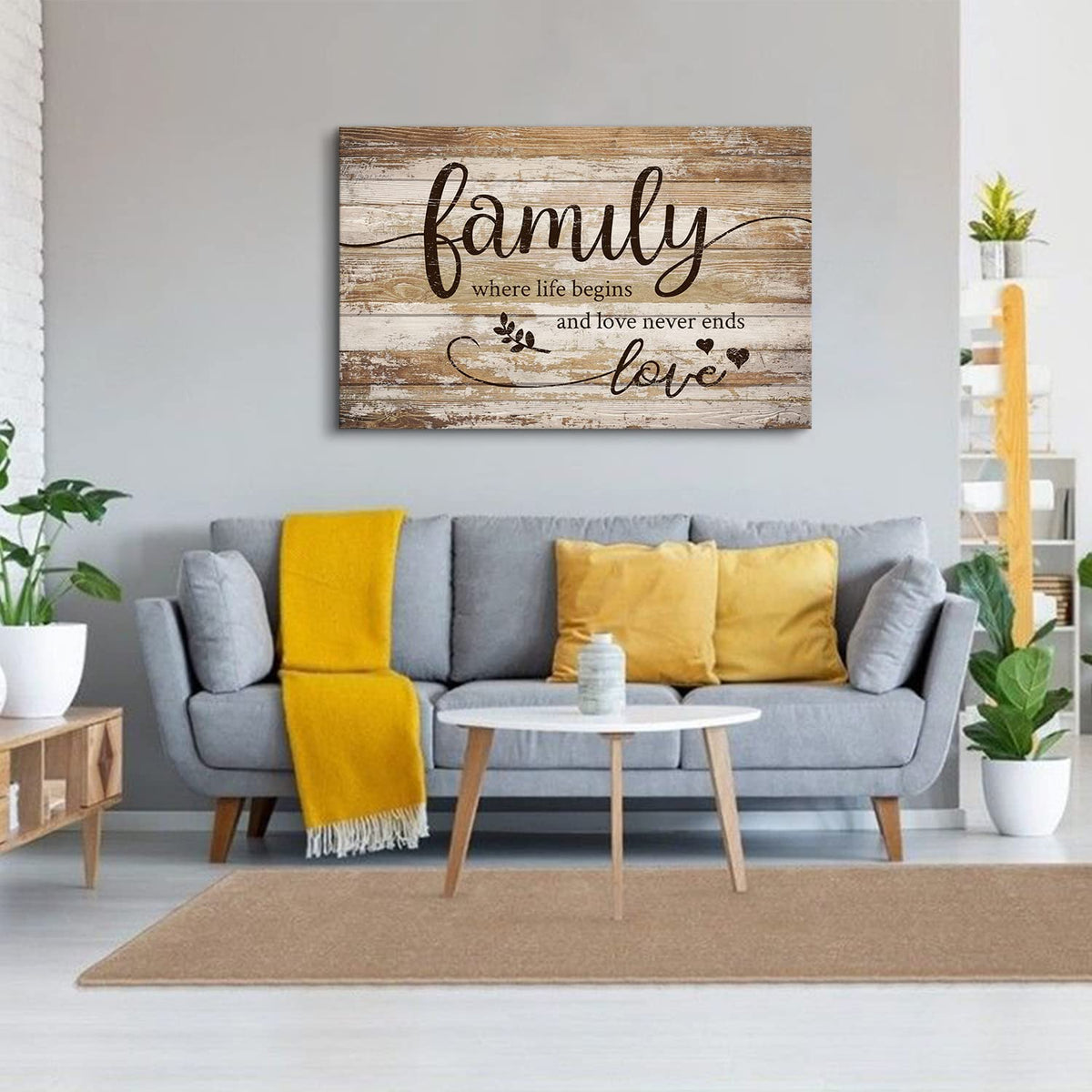 Extra Large Family Wall Art Kitchen Wall Decor Inspirational Quotes Rustic Brown Poster for Dining Room Vintage Farmhouse Painting Motivational Pictures Canvas Print Living Room Home Decoration 32x48” (48"L x 32"W / Family)