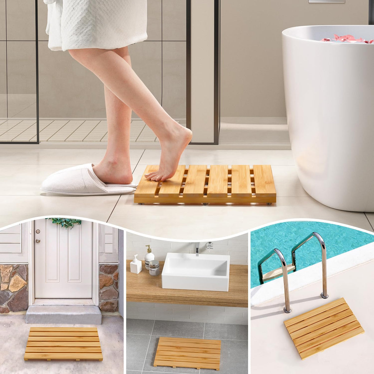 Bamboo Bath Mat (Natural / 21.3" x 14.2" (Rectangular))