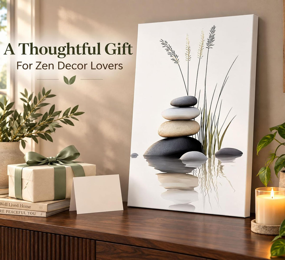 Zen Stone Canvas Wall Art 12x16in (Zen Stone-Canvas / 16"L x 12"W)