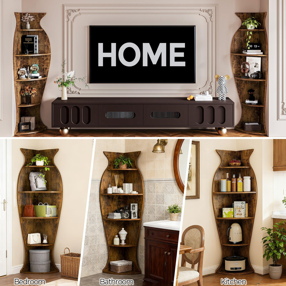 Small Corner Shelf (Brown / 71" H)