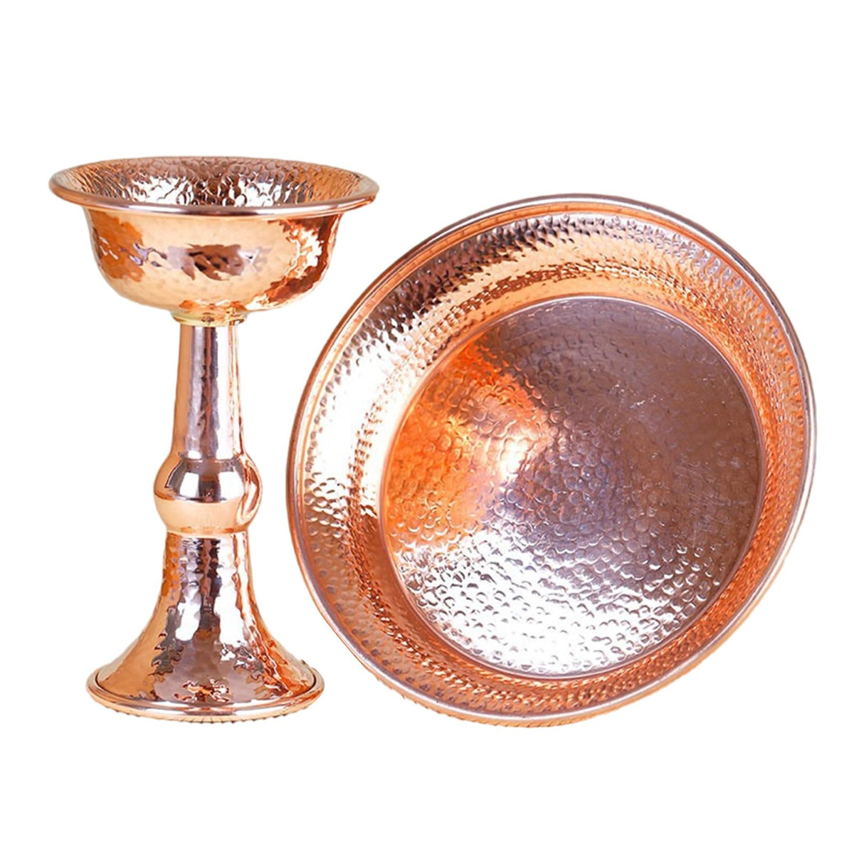 Tibetan Buddhist Metal Offering Bowl Intricate Carvings Buddhism Supplies Temples Worship Cup for Cultural Collectors Meditations Ornament (L)