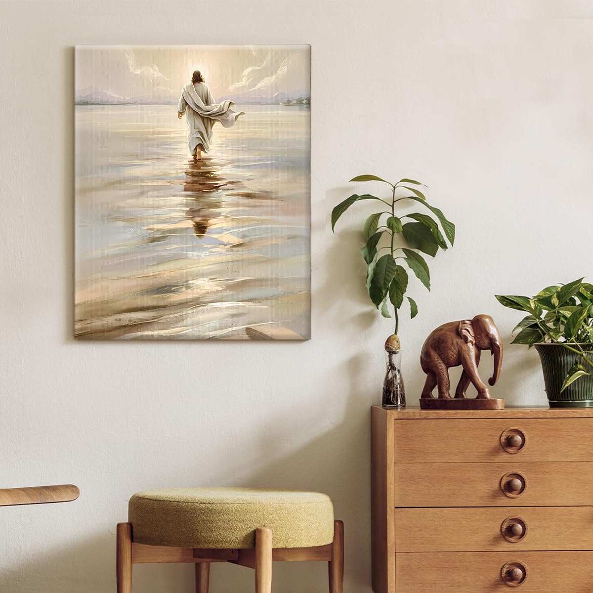 Jesus Christian Canvas Wall Art Jesus Christ Walking on Water Wall Decor (Jesus Walking on Water-a)