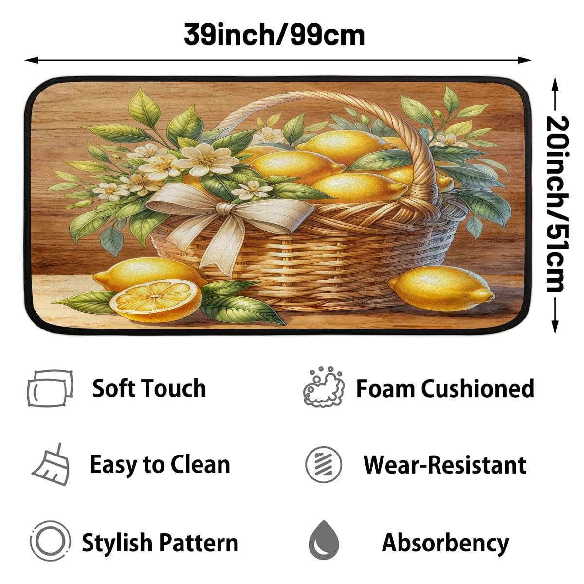 Lemon Kitchen Rugs Kitchen Mats Non Slip Floor Mat (Color 1)