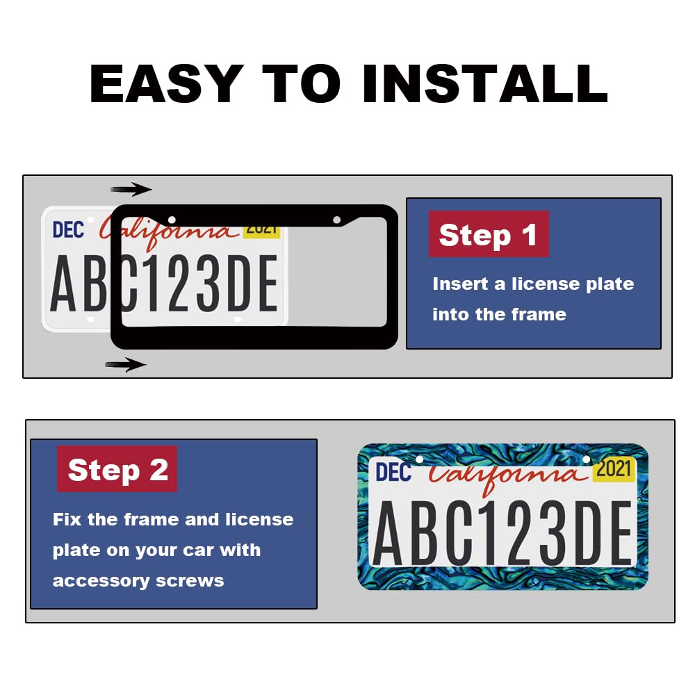 Faux Abalone License Plate Frame for Women 2Pc Car Tag (for Faux Abalone)