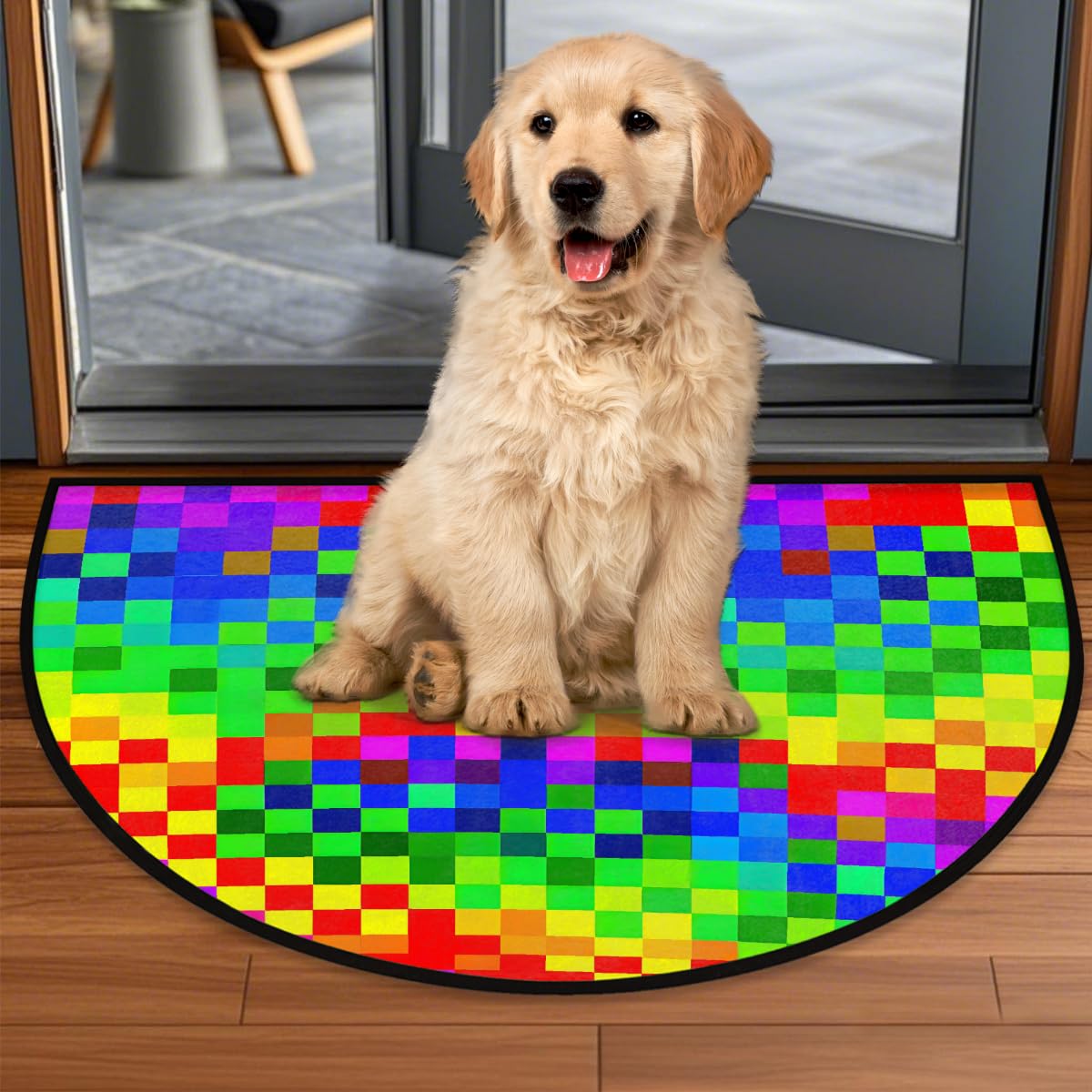 Rainbow Half Round Door Mat Semi Moon Rug Fireplace Carpet Area Rugs (Color11)